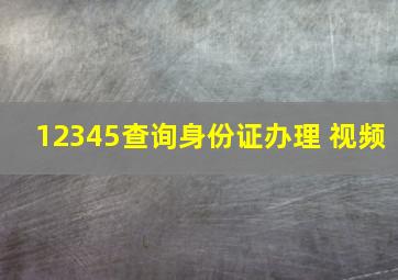 12345查询身份证办理 视频